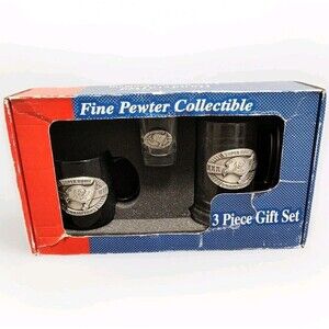 VTG Tampa Bay Buccaneers 3 Piece Pewter Gift Set Coffee Mug Shot Glass Tankard